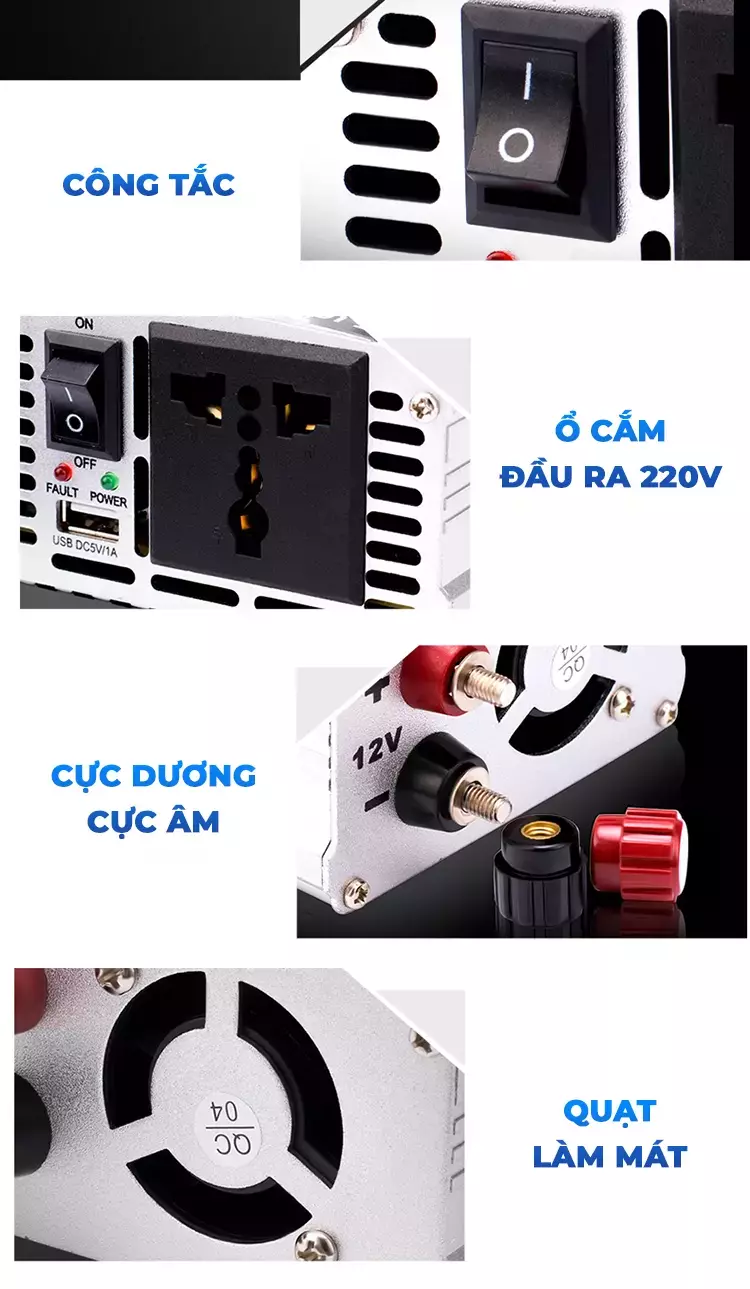 INVERTER SUOER SAA-1500A Bộ Kích Điện 12V Lên 220V - Máy Kích Điện 1500W Sin Mô Phỏng [Chính Hãng]