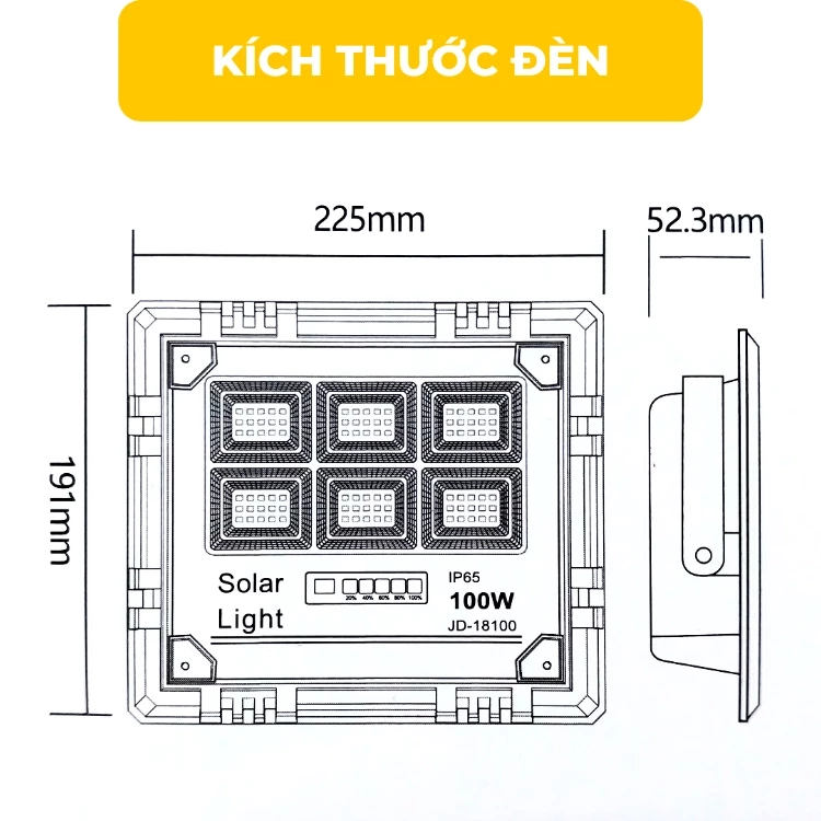 Đèn năng lượng mặt trời 100W JD-18100