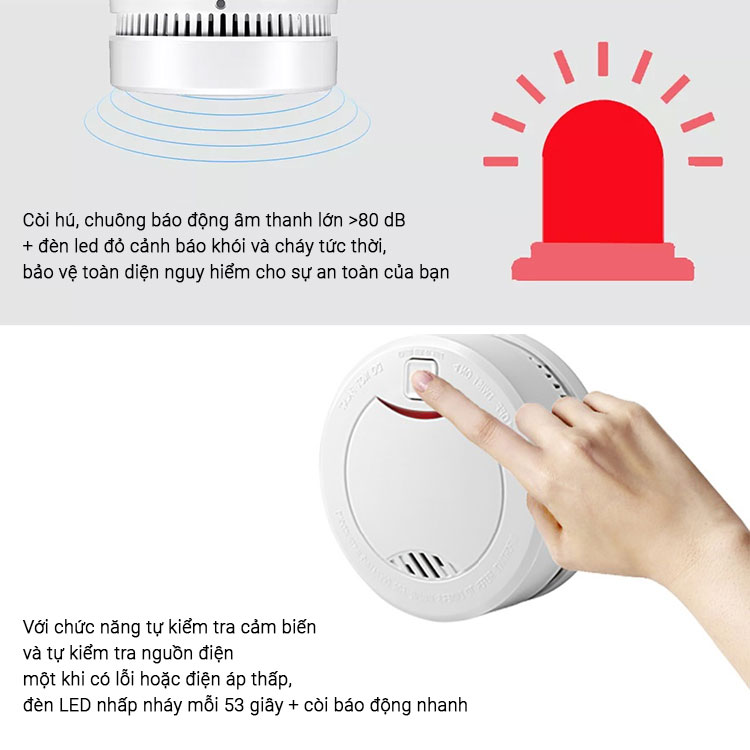 Đầu Cảm Biến Báo Khói Báo Cháy Độc Lập - Thiết Bị Báo Cháy Tại Chỗ Thông Minh