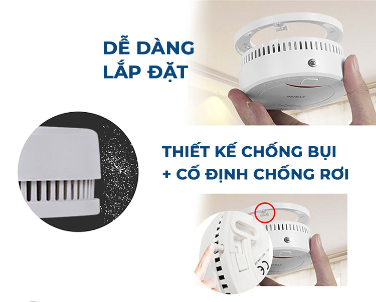 Đầu Cảm Biến Báo Khói Báo Cháy Độc Lập - Thiết Bị Báo Cháy Tại Chỗ Thông Minh