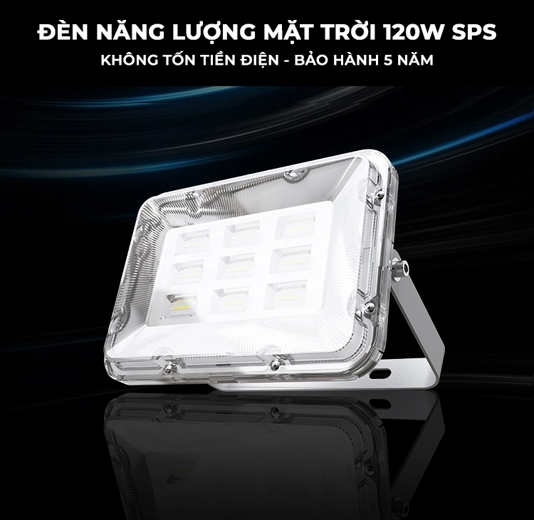 Đèn 120W - Đèn Năng Lượng Mặt Trời Chống Nước Cao Cấp SPS 120W Bảo Hành 5 Năm