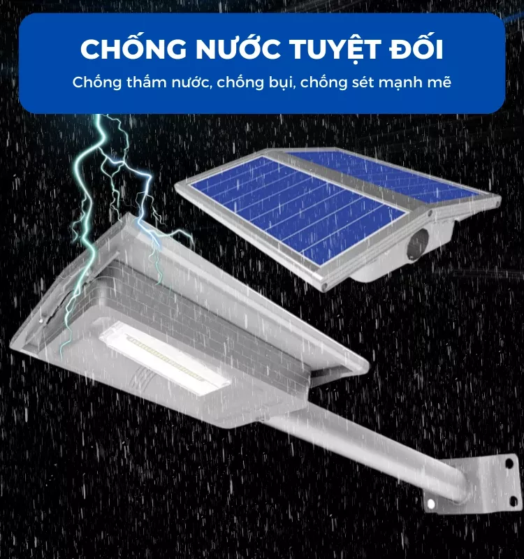 Đèn 300W Liền Thể Năng Lượng Mặt Trời Cao Cấp SPS Không Cảm Biến Chuyển Động Chip LED Mỹ - Bảo Hành 5 Năm