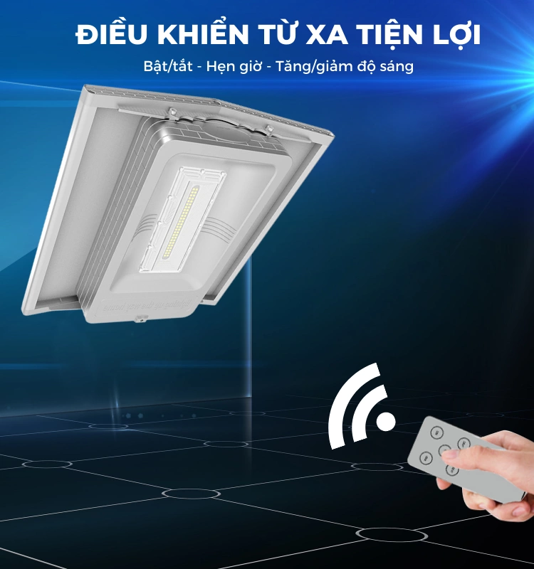 Đèn 300W Liền Thể Năng Lượng Mặt Trời Cao Cấp SPS Không Cảm Biến Chuyển Động Chip LED Mỹ - Bảo Hành 5 Năm