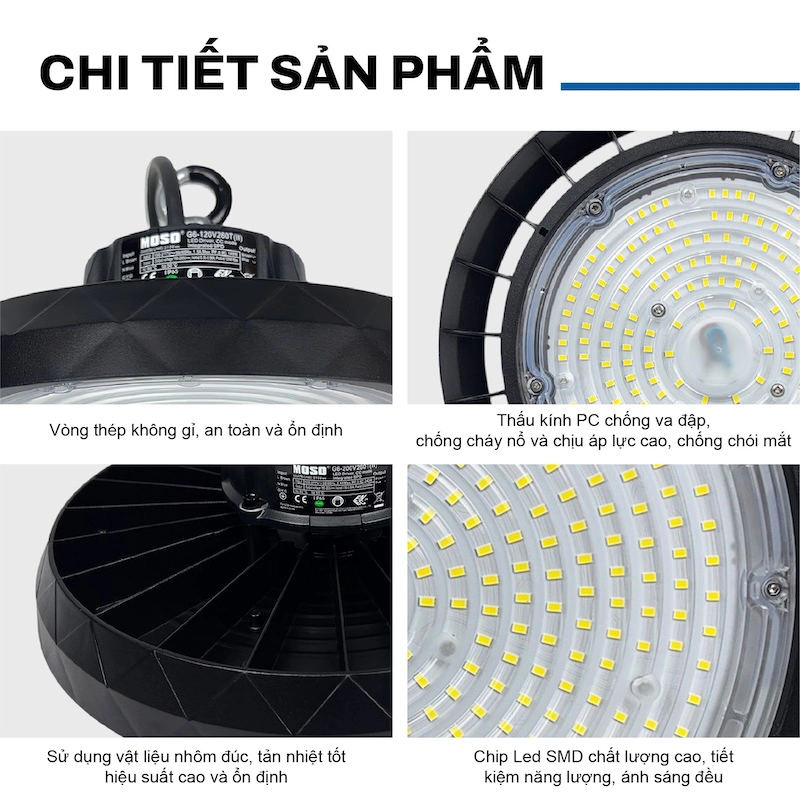 Đèn LED Highbay UFO 160W JIDI VINA  (CÔNG SUẤT TÙY CHỈNH )