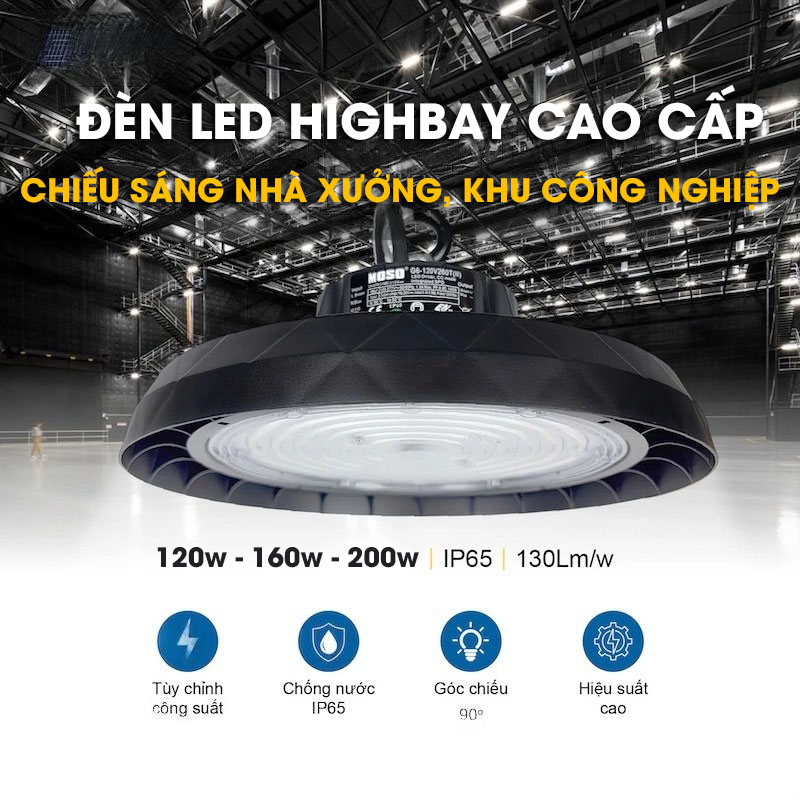 Đèn LED Highbay UFO 160W JIDI VINA (CÔNG SUẤT TÙY CHỈNH )