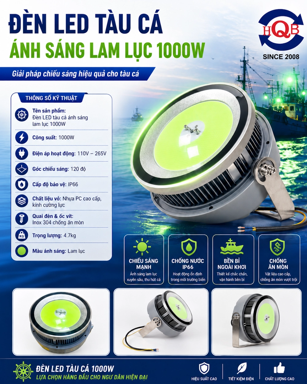 Đèn led tàu cá 1000w