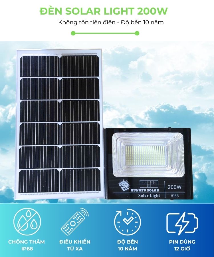 Chi tiết thông tin tham khảo về đèn năng lượng mặt trời 200W 