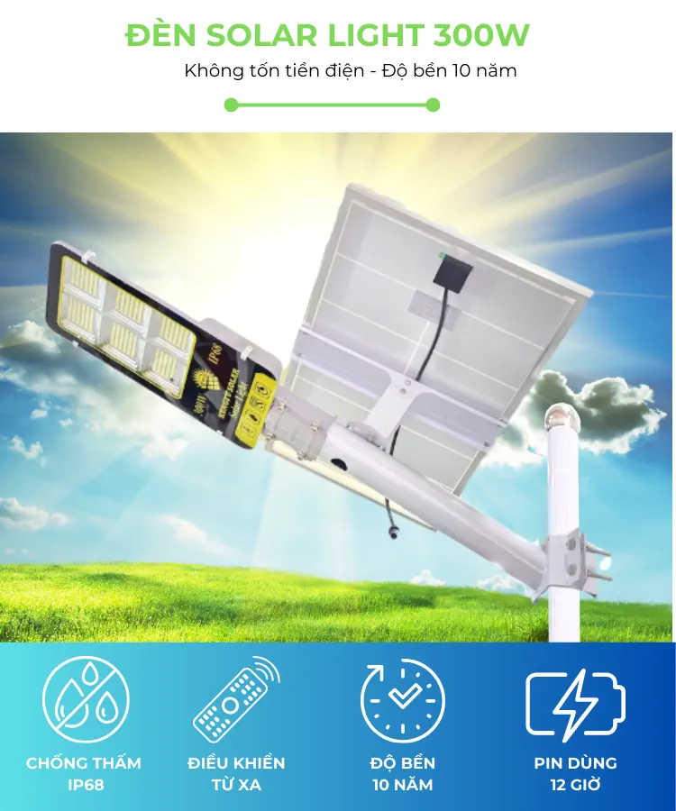 Đèn năng lượng mặt trời với công suất 300W có gì đặc biệt?