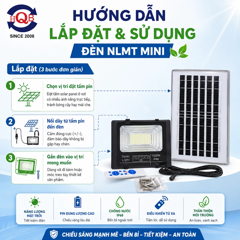 Hướng dẫn lắp đặt đèn năng lượng mặt trời mini