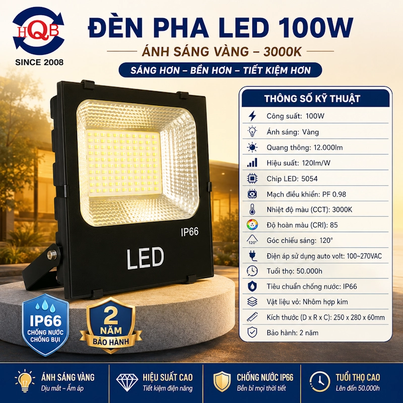 Đèn pha led 100w Hoàng Quốc Bảo
