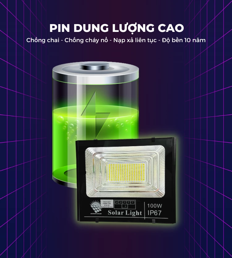 ĐÈN NĂNG LƯỢNG MẶT TRỜI 100W