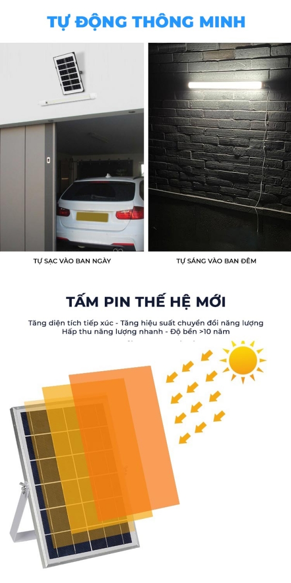 Đèn Tuýp 200W Năng Lượng Mặt Trời - Bóng Đèn Led 1m2 Năng Lượng Mặt Trời