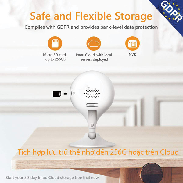 Camera imou C22ep có khả năng lưu trữ 256GB