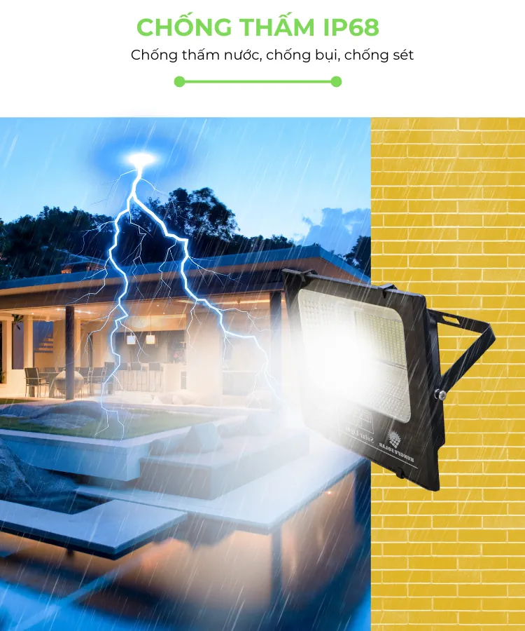 Đèn năng lượng mặt trời 100W chống thấm ip68