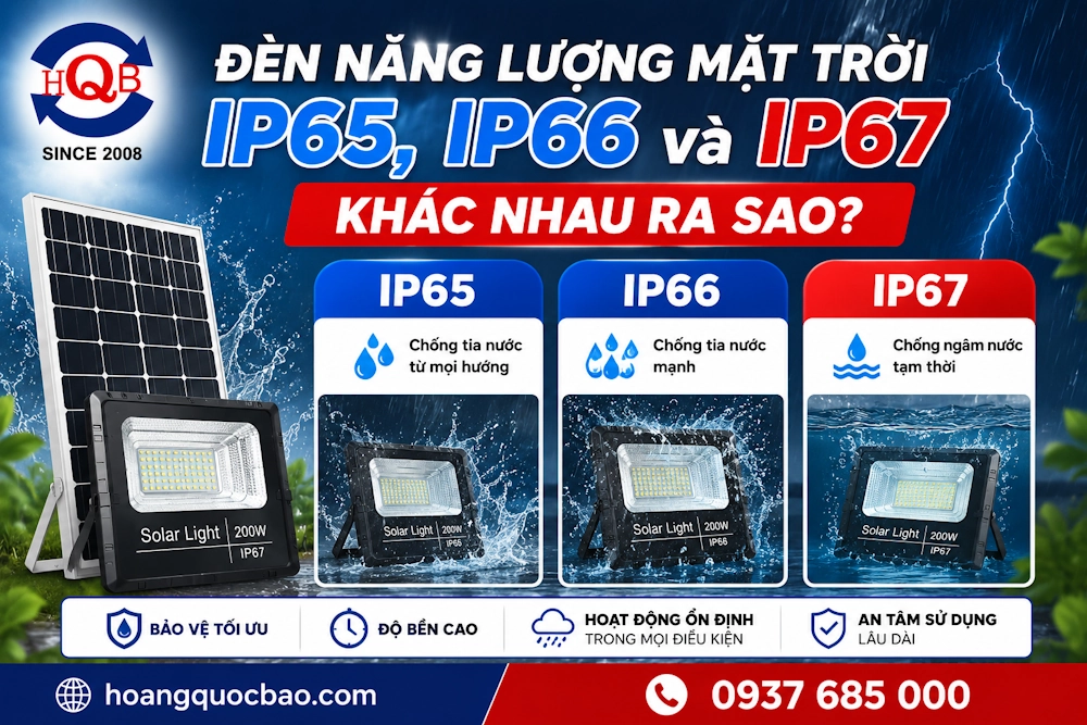Đèn năng lượng mặt trời IP65, IP66 và IP67 khác nhau ra sao?