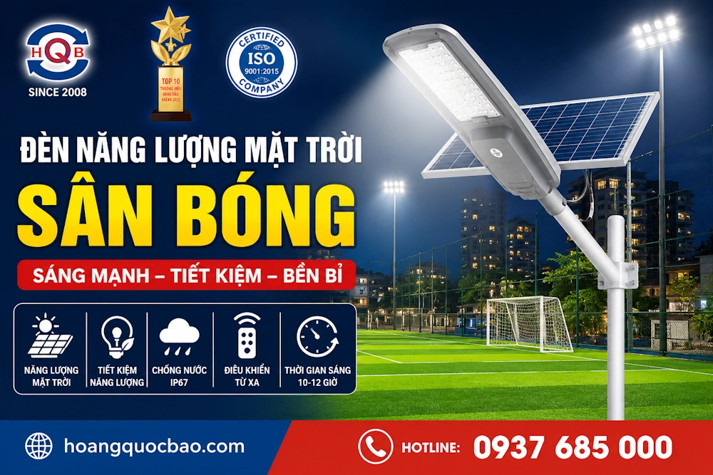 Đèn năng lượng mặt trời sân bóng sáng mạnh, đạt chuẩn thi đấu