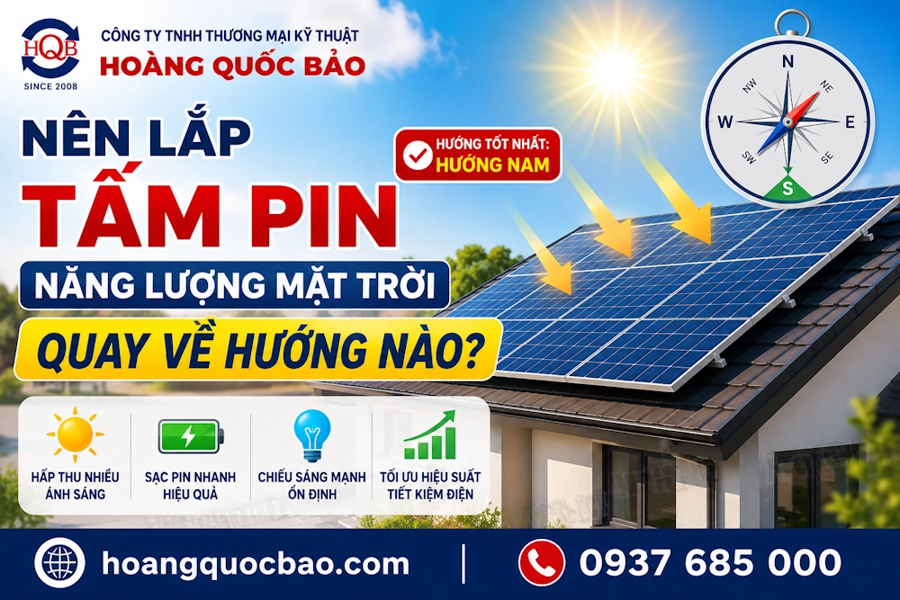 Nên lắp tấm pin năng lượng mặt trời quay về hướng nào?