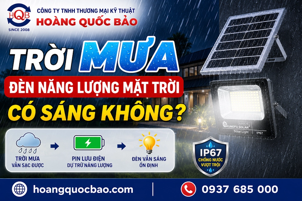 Trời mưa đèn năng lượng mặt trời có sáng không