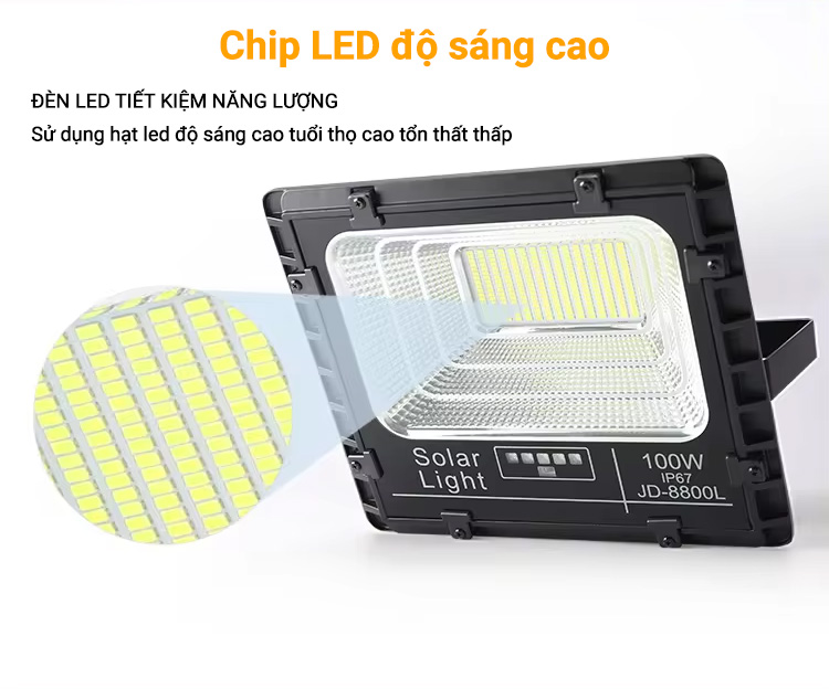 Đèn Năng Lượng Mặt Trời 100W Jindian JD-8800L