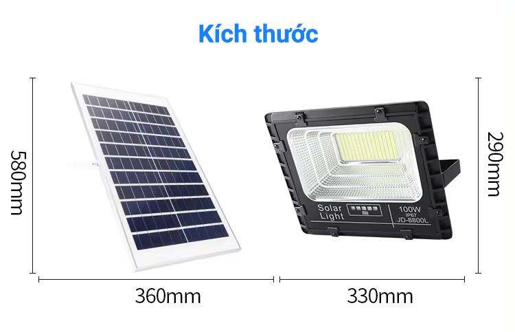 Đèn Năng Lượng Mặt Trời 100W Jindian JD-8800L