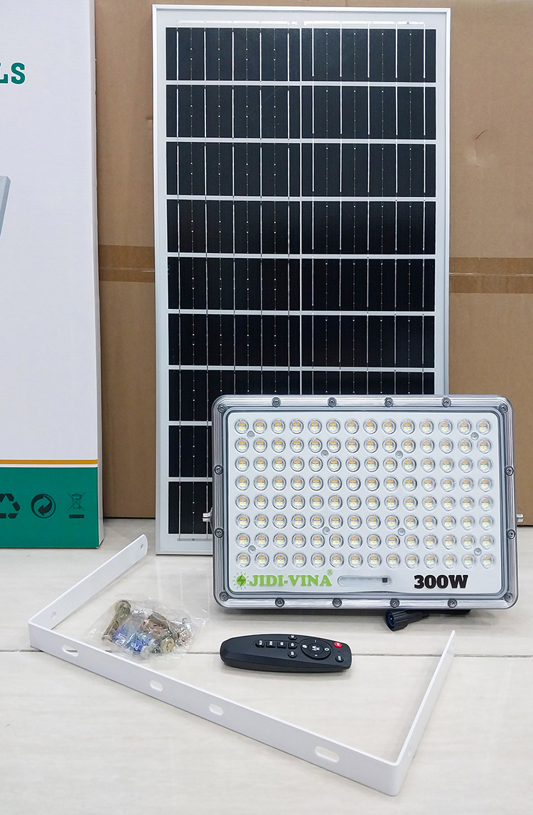 Đèn 300W Năng Lượng Mặt Trời JD-9300VN 3 Chế Độ Màu Tấm Pin Mono JIDI-VINA