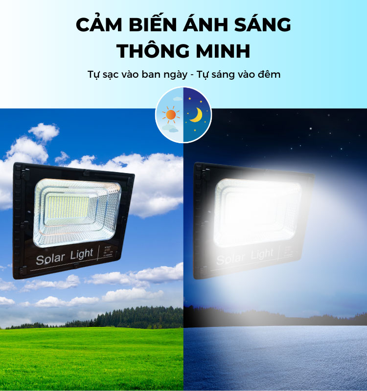 Đèn 300W năng lượng mặt trời có đèn báo pin ZL-99300W cảm biến ánh sáng