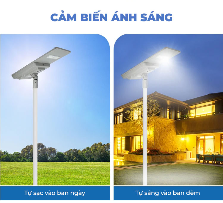 Đèn đường liền thể cao cấp 100W năng lượng mặt trời bảo hành 5 năm