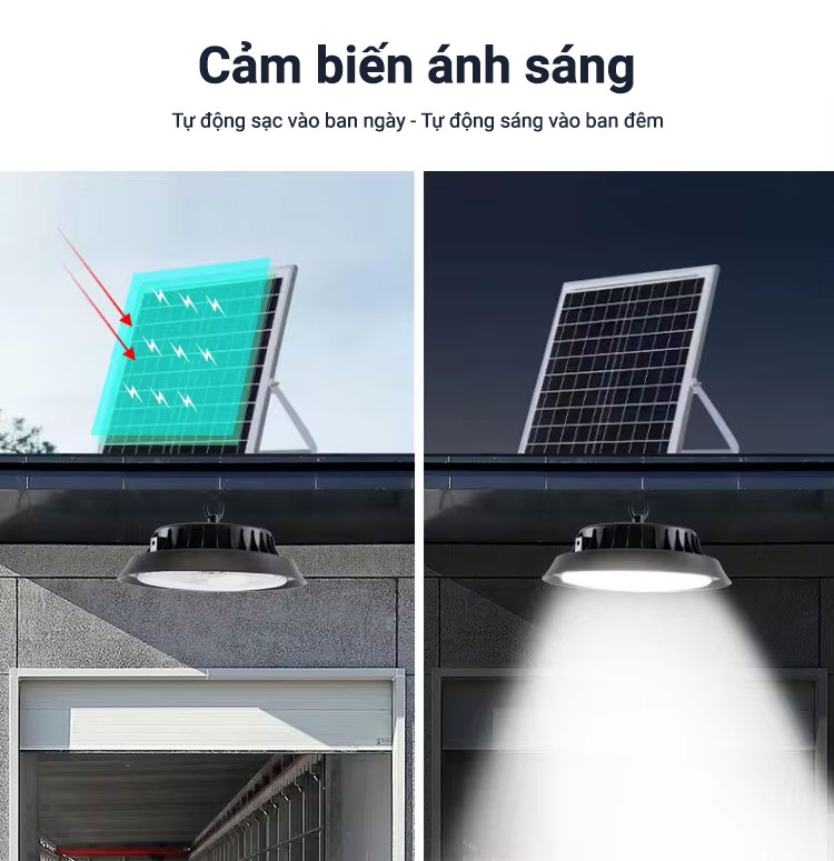 Đèn Ốp Trần 300W Năng Lượng Mặt Trời JD - 53300VN Tấm Pin Mono JIDI-VINA