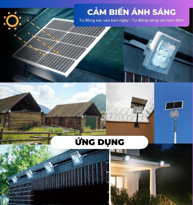 Đèn SPS 100W năng lượng mặt trời thiết kế mới - Bảo hành 3 năm
