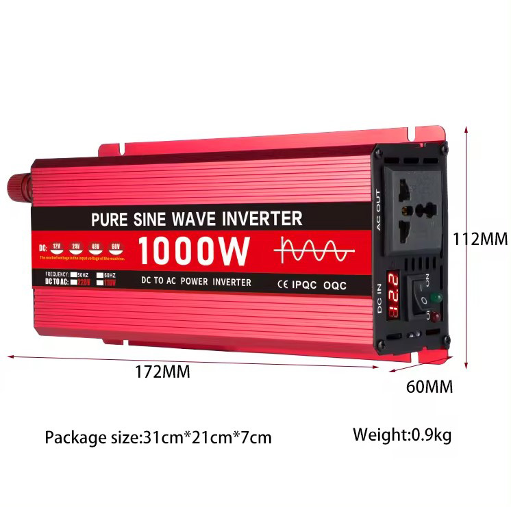 Inverter Sin Chuẩn KUNGFU SOLAR 1000W - Bộ Kích Điện 1000W 12V Lên 220V