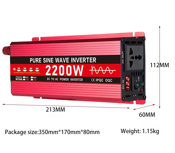 Inverter sin chuẩn KUNGFU SOLAR 2200W - Bộ kích điện 2200W 12V Sang 220V