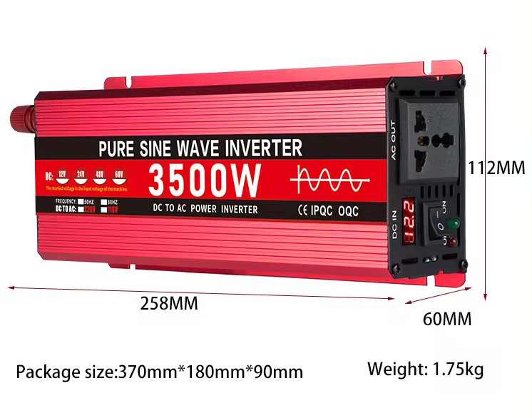 Inverter sin chuẩn KUNGFU SOLAR 3500W - Bộ kích điện 3500W 12V Sang 220V