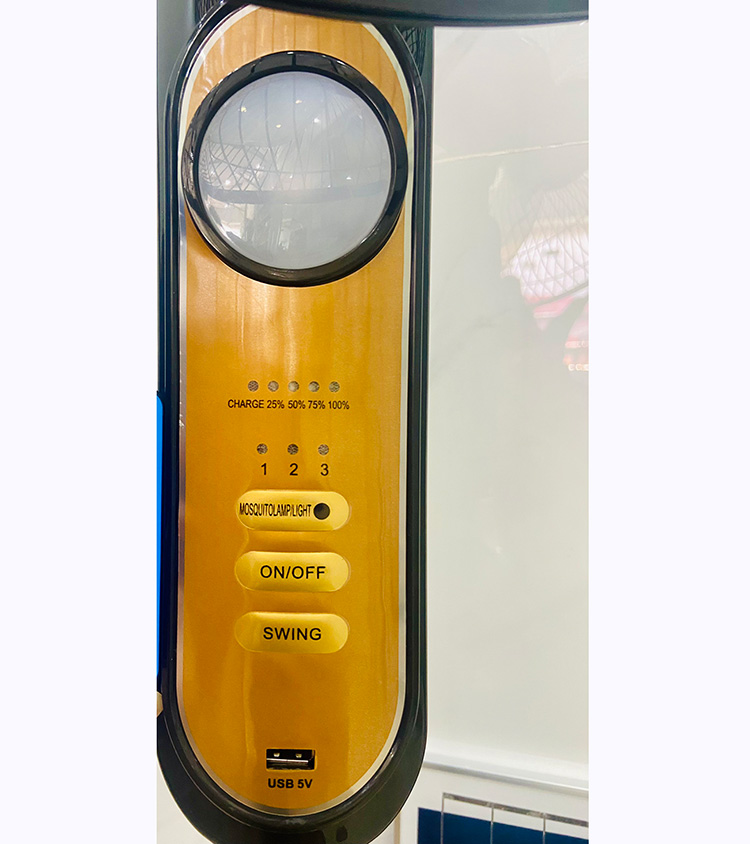 Quạt năng lượng mặt trời 25W có USB + đèn ngủ nhỏ