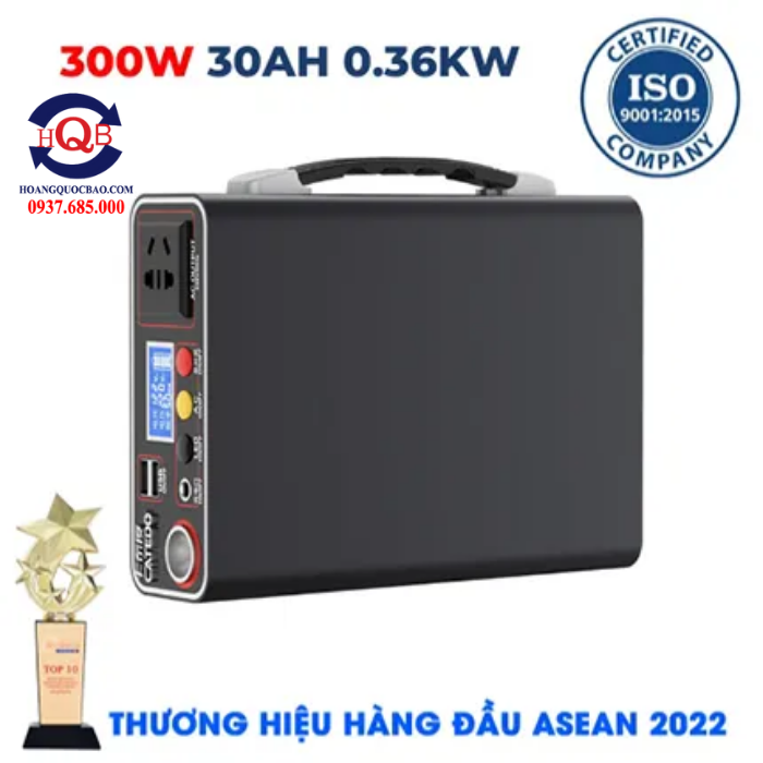 Bộ Lưu Điện 220V 300W Năng Lượng Mặt Trời Pin 30AH Di Động Siêu Nhỏ Gọn