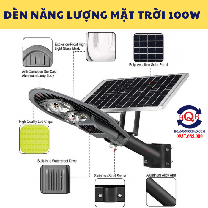 Đèn năng lượng mặt trời 100w - Tiện lợi, an toàn, sử dụng mọi lúc mọi nơi (7)