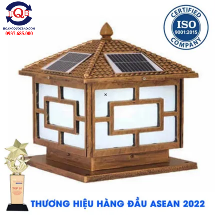 Đèn trụ cổng năng lượng mặt trời TT - 304 màu vàng