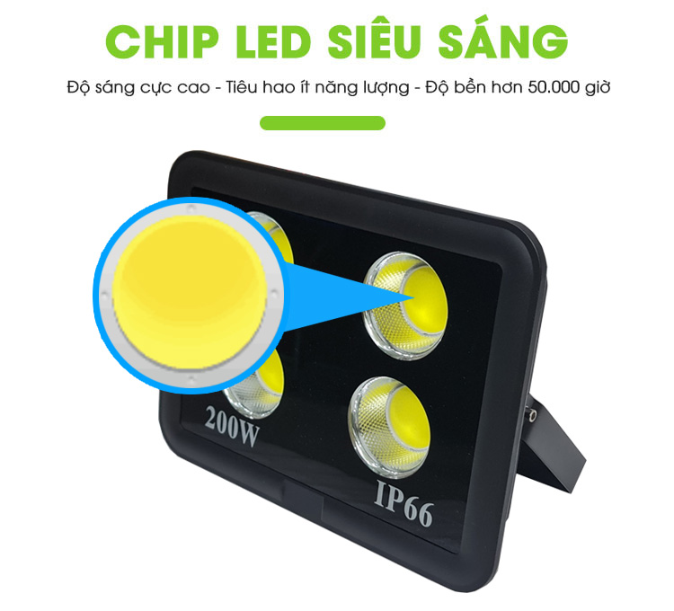 Đèn Pha Led 200W có độ bền lên đến 50.000 giờ