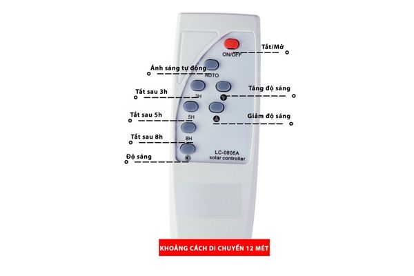 Cách sử dụng Remote điều khiển đèn năng lượng mặt trời - màu trắng hiệu quả
