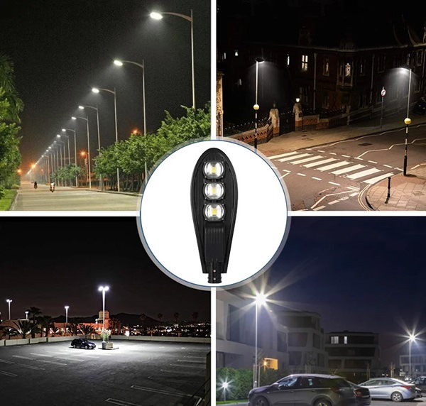Đèn đường LED chiếu sáng khu công nghiệp vào ban đêm