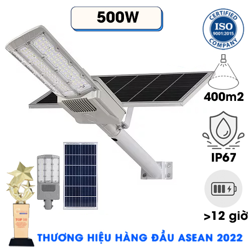 [500W] Đèn Bàn Chải Vát 3 Mặt Năng Lượng Mặt Trời KF-CT500