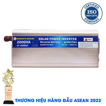 Bộ Kích Điện 2000W 12V Lên 220V Chống Ngược Cực - Inverter KUNGFU SOLAR KF-2000UF