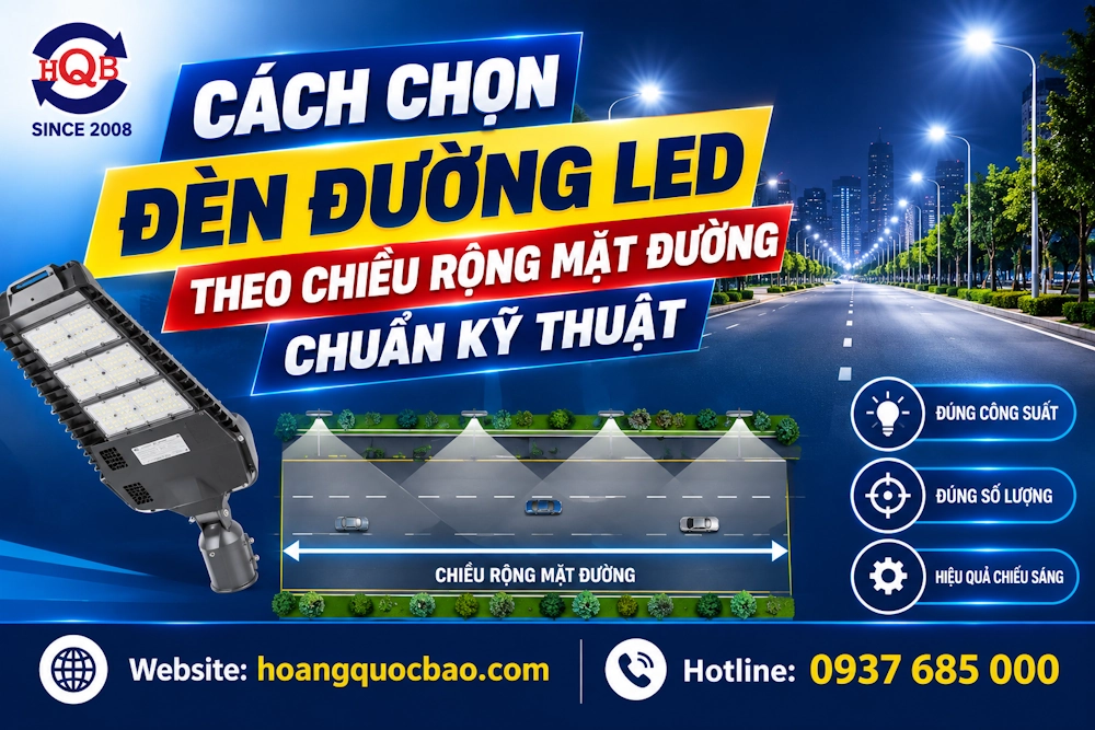 Cách chọn đèn đường LED theo chiều rộng mặt đường chuẩn kỹ thuật