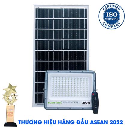 Đèn Pha 200W Năng Lượng Mặt Trời JIDI-VINA Led 5054 Siêu Sáng Góc Rộng JD 7200VN MONO