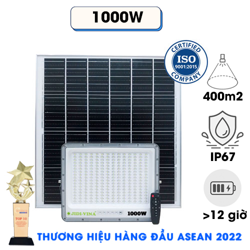 Đèn Pha 1000W Năng Lượng Mặt Trời JIDI-VINA Led 5054 Siêu Sáng Góc Rộng JD 71000VN MONO