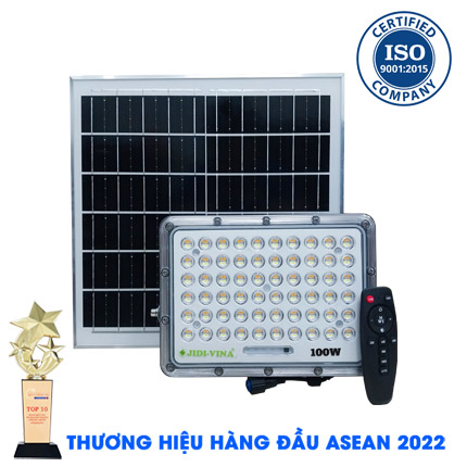 Đèn 100W Năng Lượng Mặt Trời JD-9100VN 3 Chế Độ Màu Tấm Pin Mono JIDI-VINA