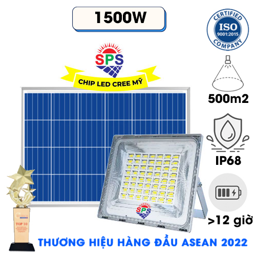 Đèn 1500W - Đèn Pha Năng Lượng Mặt Trời 1500W Công Suất Lớn, Siêu Sáng, Không Tốn Tiền Điện