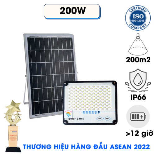 ĐÈN 200W CHỐNG CHÓI NĂNG LƯỢNG MẶT TRỜI KUNGFU SOLAR- Solar Light 200W