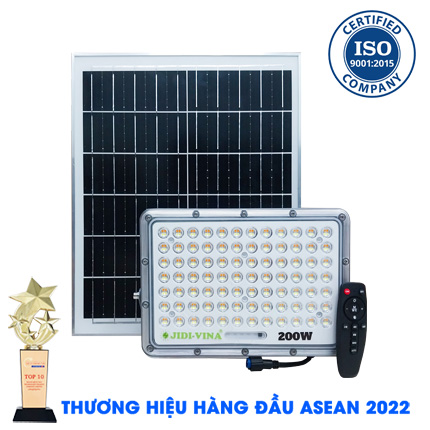 Đèn 200W Năng Lượng Mặt Trời JD-9200VN 3 Chế Độ Màu Tấm Pin Mono JIDI-VINA