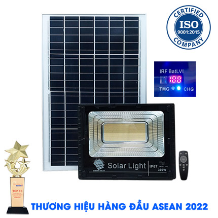 Đèn 300W năng lượng mặt trời ánh sáng vàng có đồng hồ hiển thị pin LED 88300