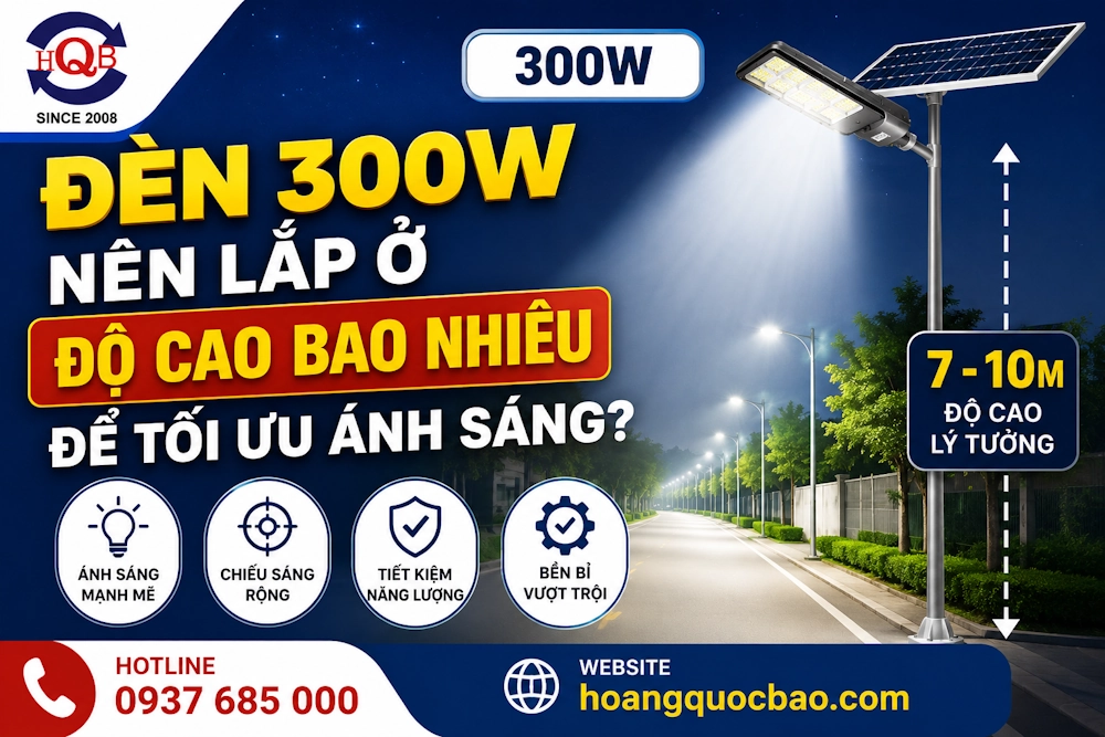 Đèn 300W nên lắp ở độ cao bao nhiêu để tối ưu ánh sáng?